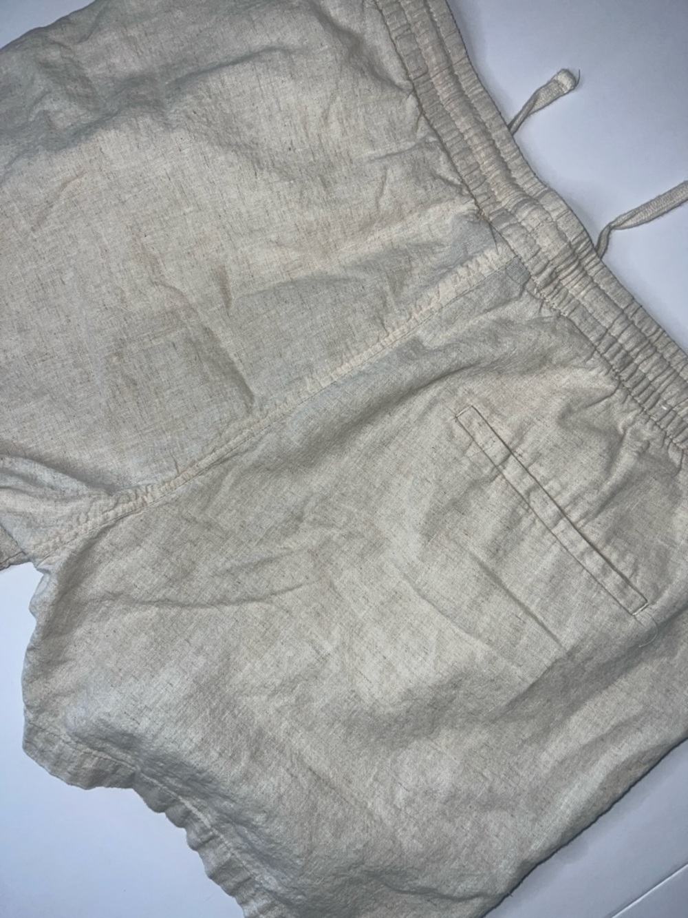 H&M Neutral Beige Linen-Blend Elastic Waist Shorts size XL - Picture 6 of 9